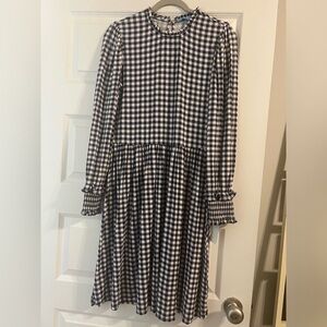 Draper James Kitty Dress in Navy/White Gingham Size Medium EUC